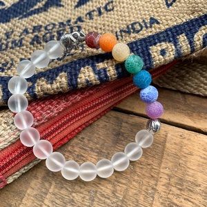 ✨FROSTED CHAKRA RAINBOW DIFFUSER BRACELET 8mm